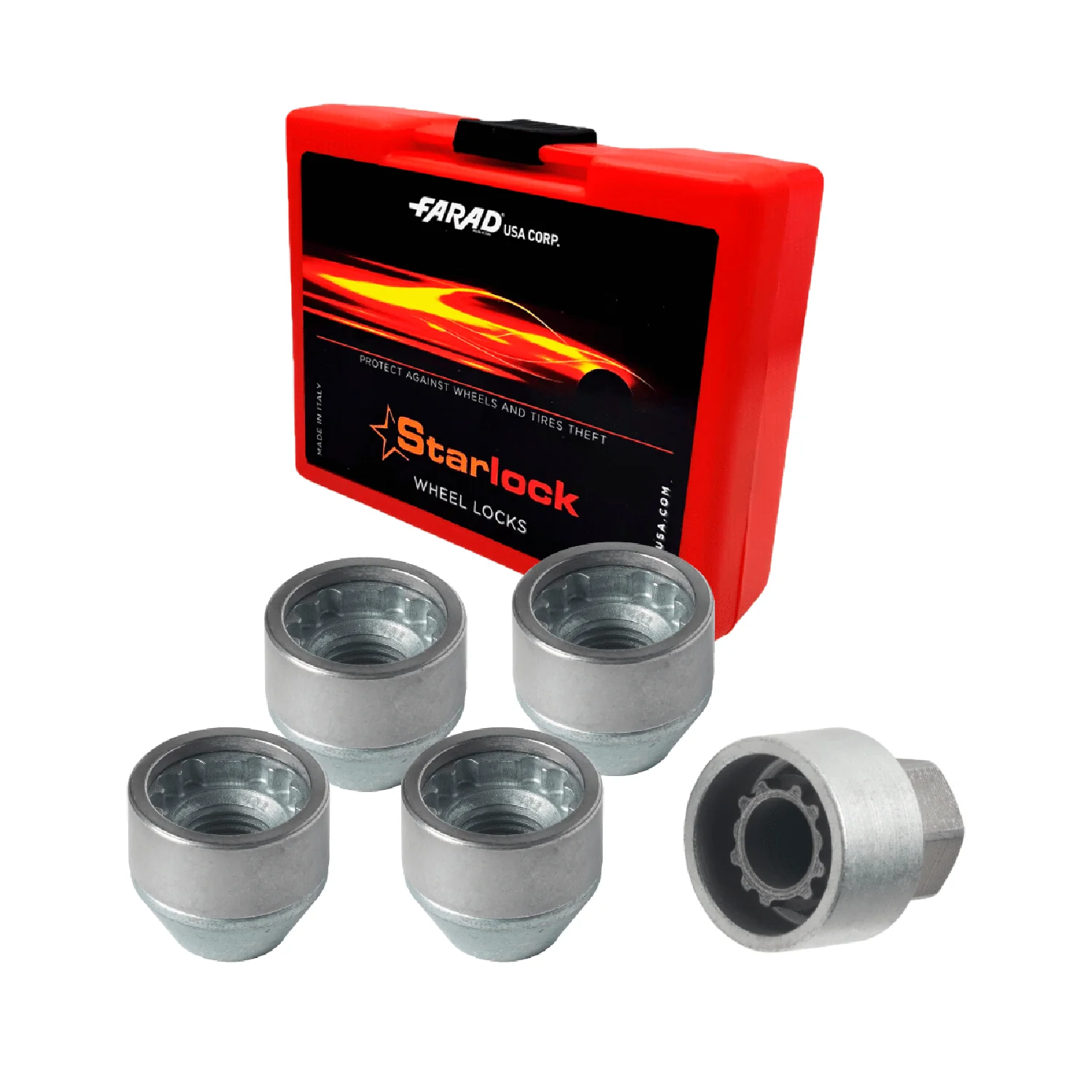 Wheel Lock Kit for Ford Transit M14X1,5 Nut Galvanized Silver 4Locks & 1Key