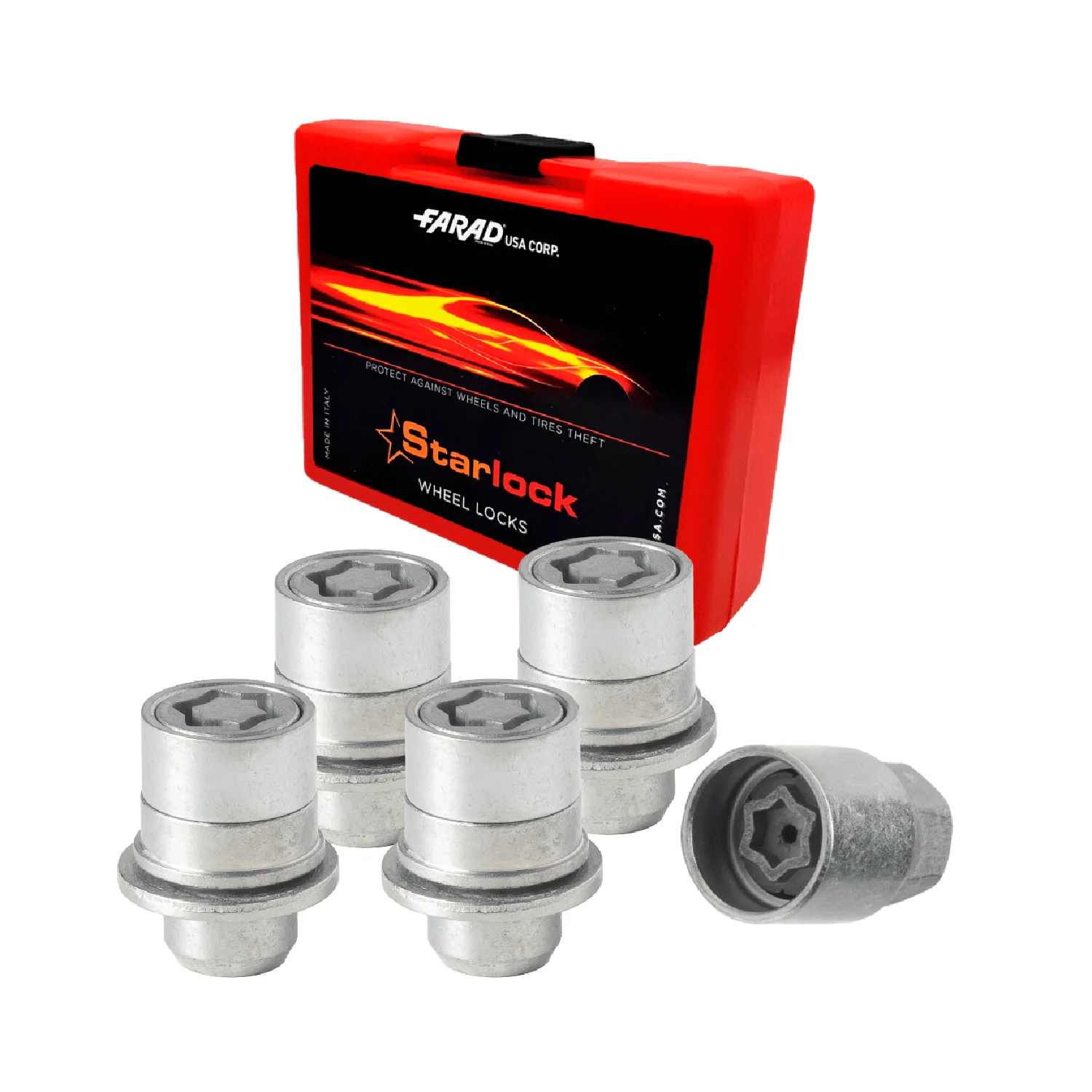 Wheel Lock Kit for Land Rover Defender M14X1,5 Galvanized Silver 4Locks & 1Key