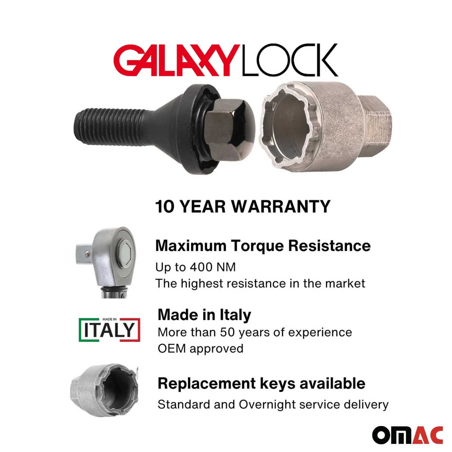 Wheel Lock Kit for LEXUS IS F IS Series NX300 M14 X 1.25 Black 4Locks&1Key - Image 3
