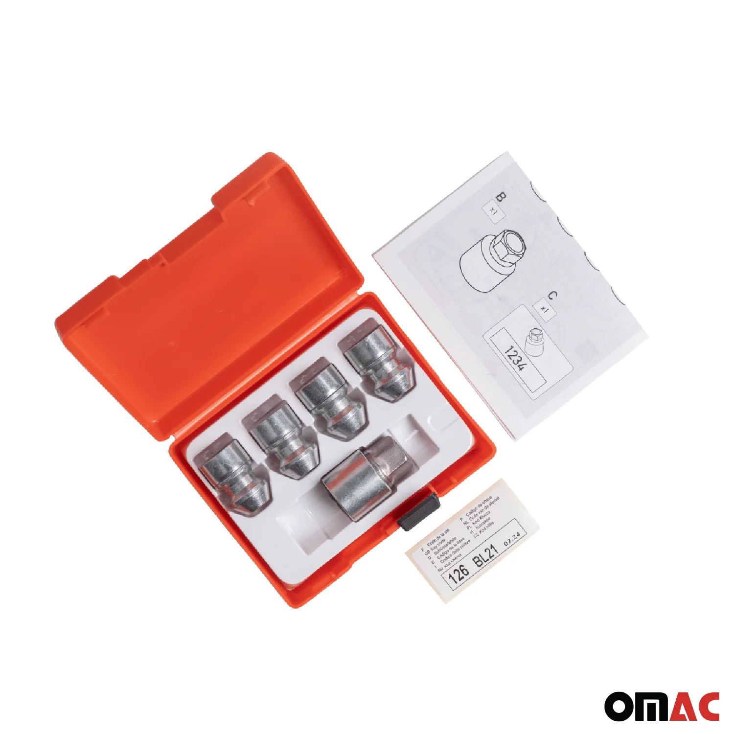Wheel Lock Kit for Mazda CX-3 2016-2018 M12X1,5 Galvanized Silver 4Locks & 1Key - Image 4