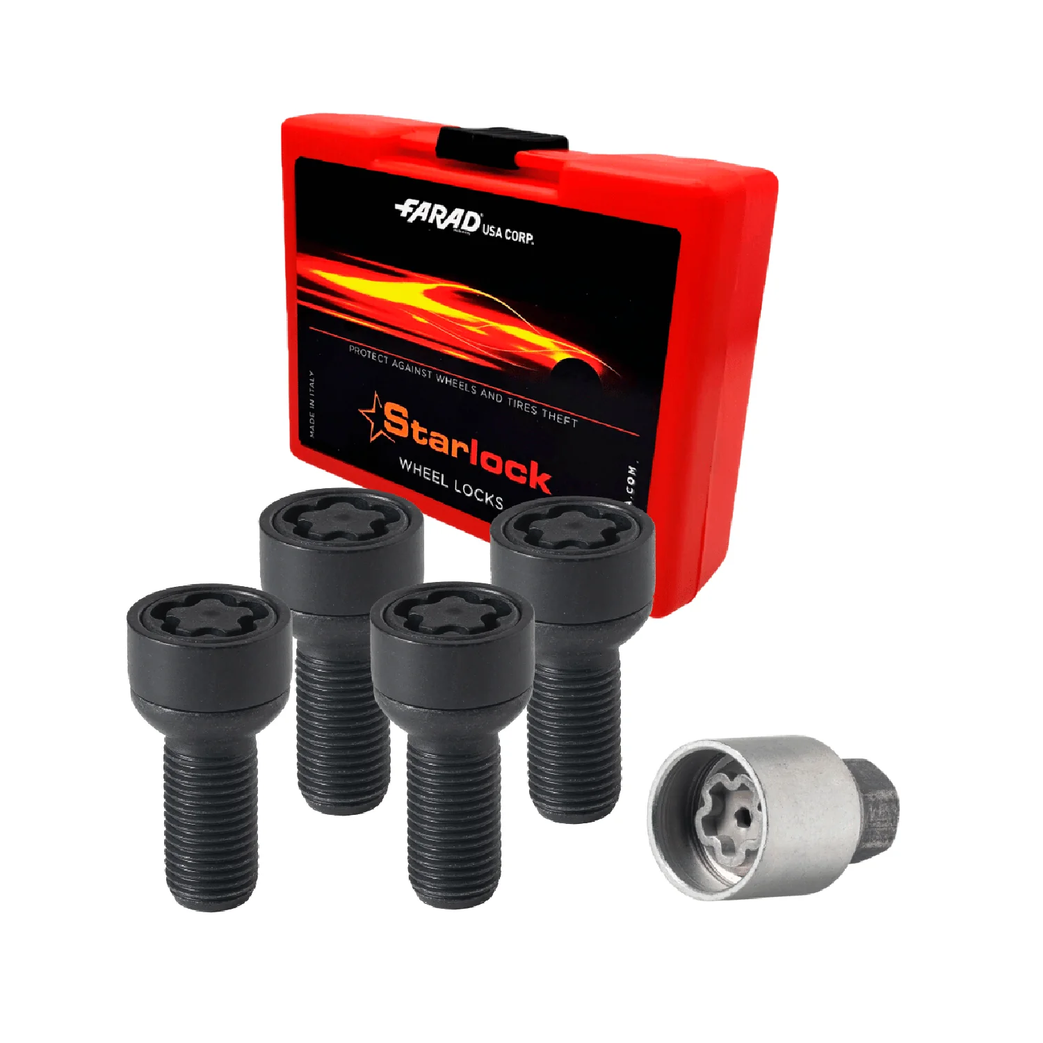 Wheel Lock Kit for Mercedes E-Class 2003-2012 M14X1,5 Bolt Black 4Locks & 1Key