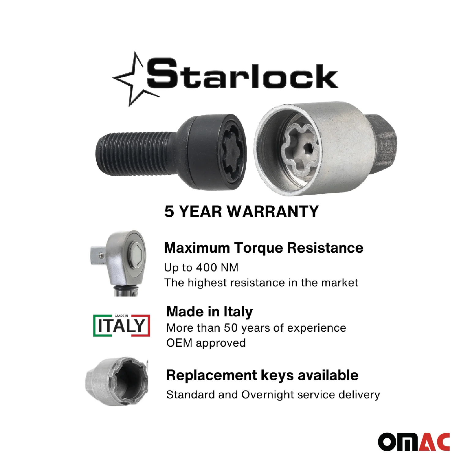 Wheel Lock Kit for Mercedes E-Class 2003-2012 M14X1,5 Bolt Black 4Locks & 1Key - Image 3
