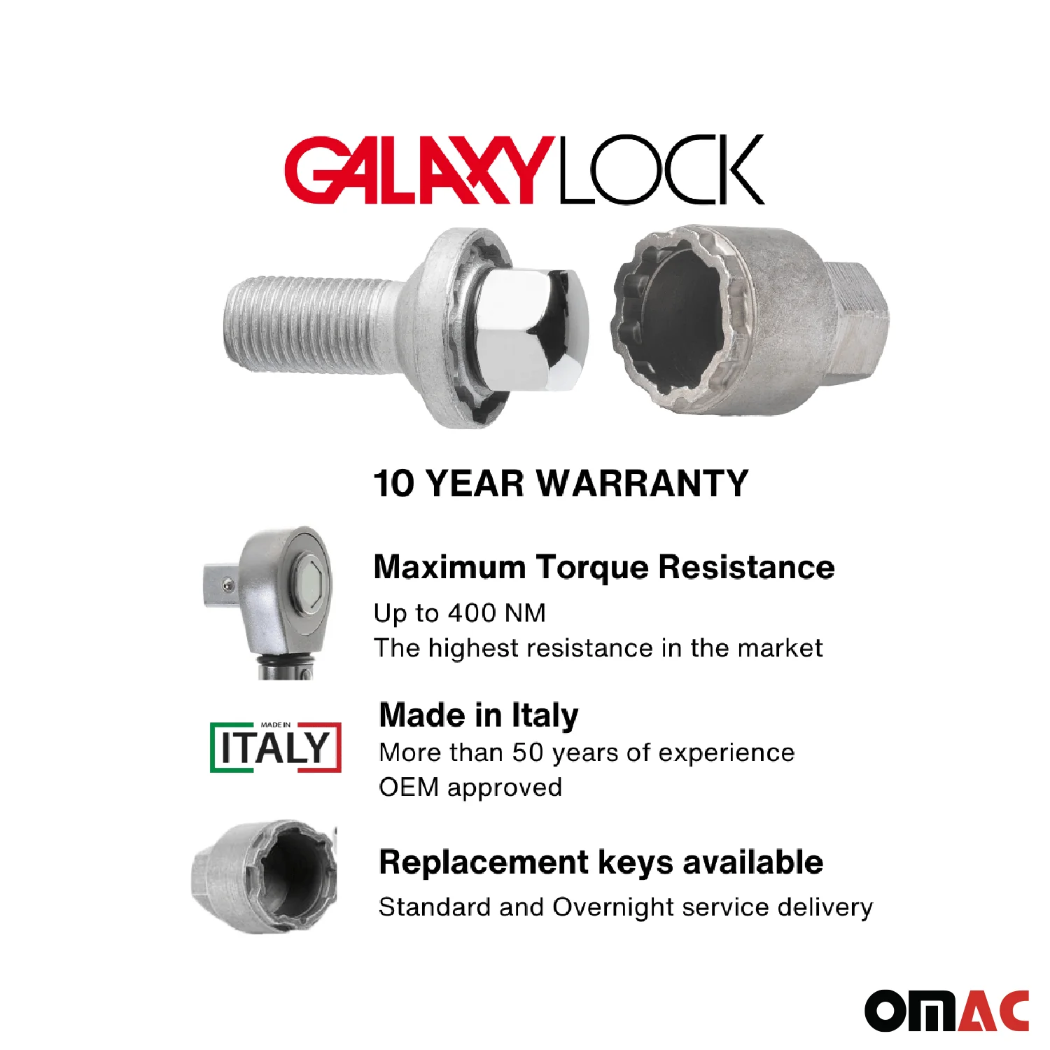 Wheel Lock Kit for Mercedes E-Class 2003-2012 M14X1.5 Bolt Chromed 4Locks & 1Key - Image 3