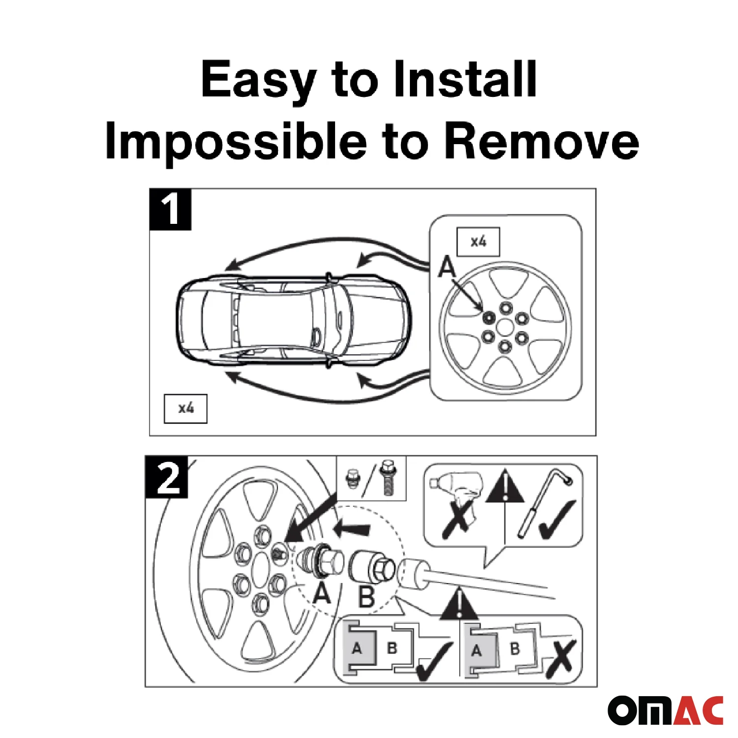 Wheel Lock Kit for Mercedes E-Class 2003-2012 M14X1,5 Chromed Black 4Locks&1Key - Image 9