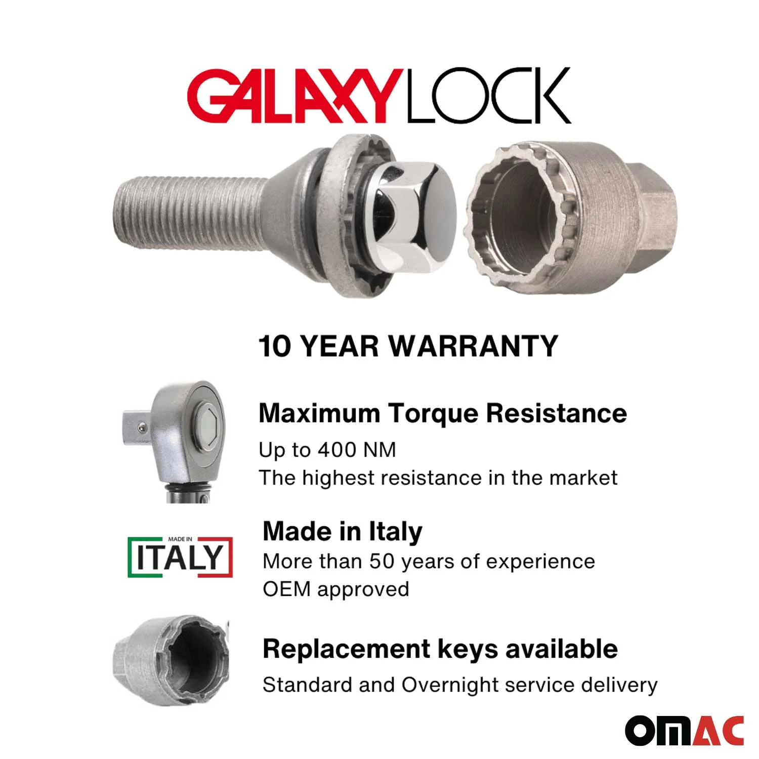 Wheel Lock Kit for Volvo XC60 M14X1.5 Bolt Chromed 4Locks & 1Key - Image 3