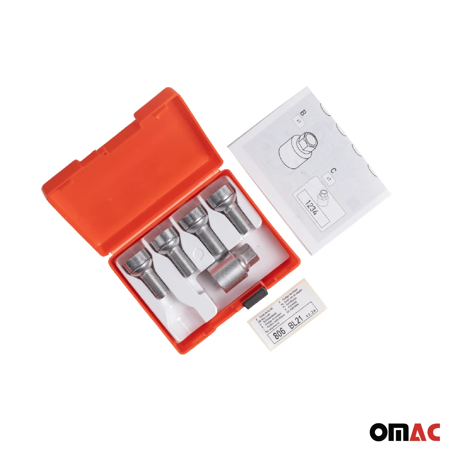 Wheel Lock Kit for Volvo XC60 M14X1,5 Bolt Galvanized Silver 4Locks & 1Key - Image 4