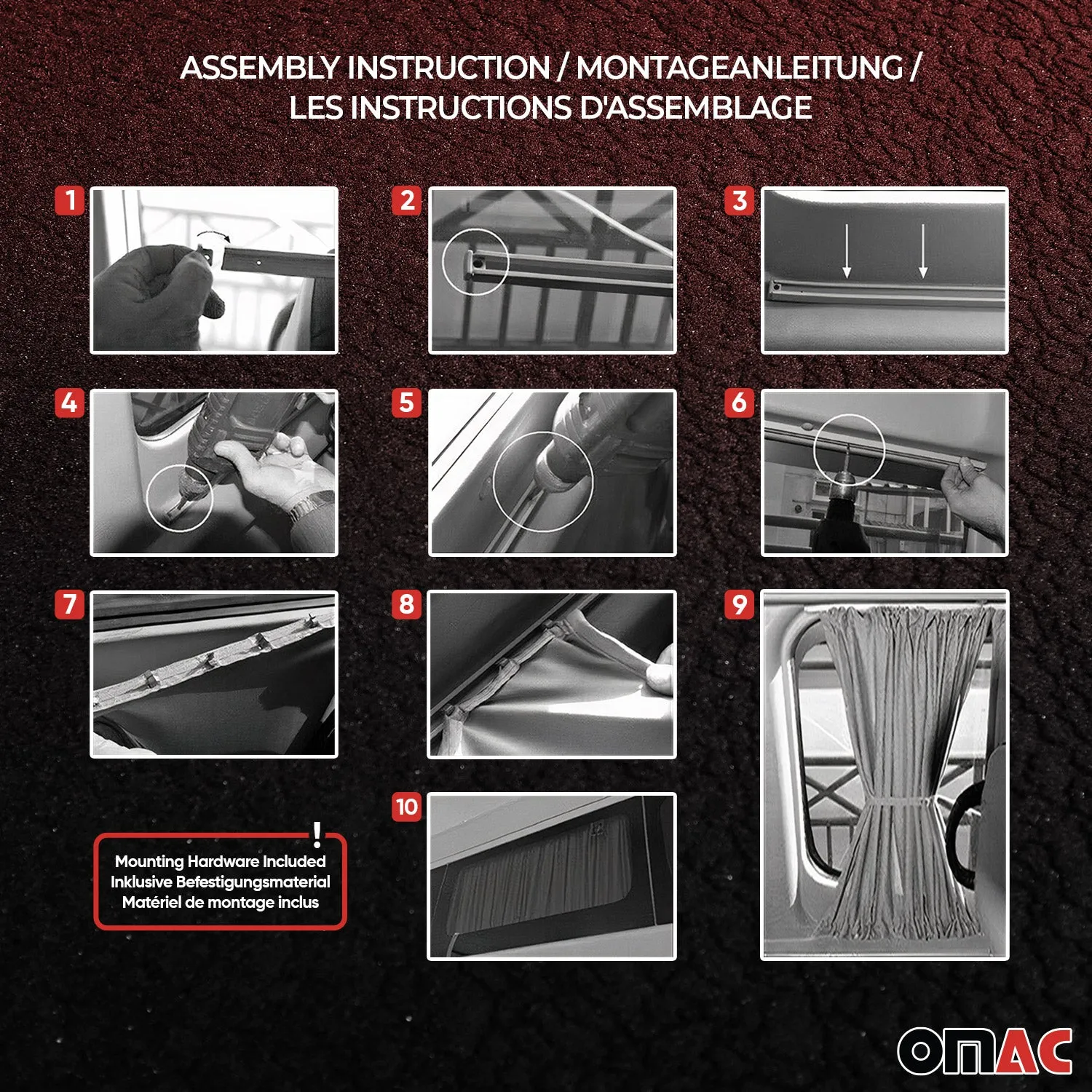 2006-2018 Mercedes Sprinter W906 L3 Long WB Side Window Curtain Red 14x - Image 9