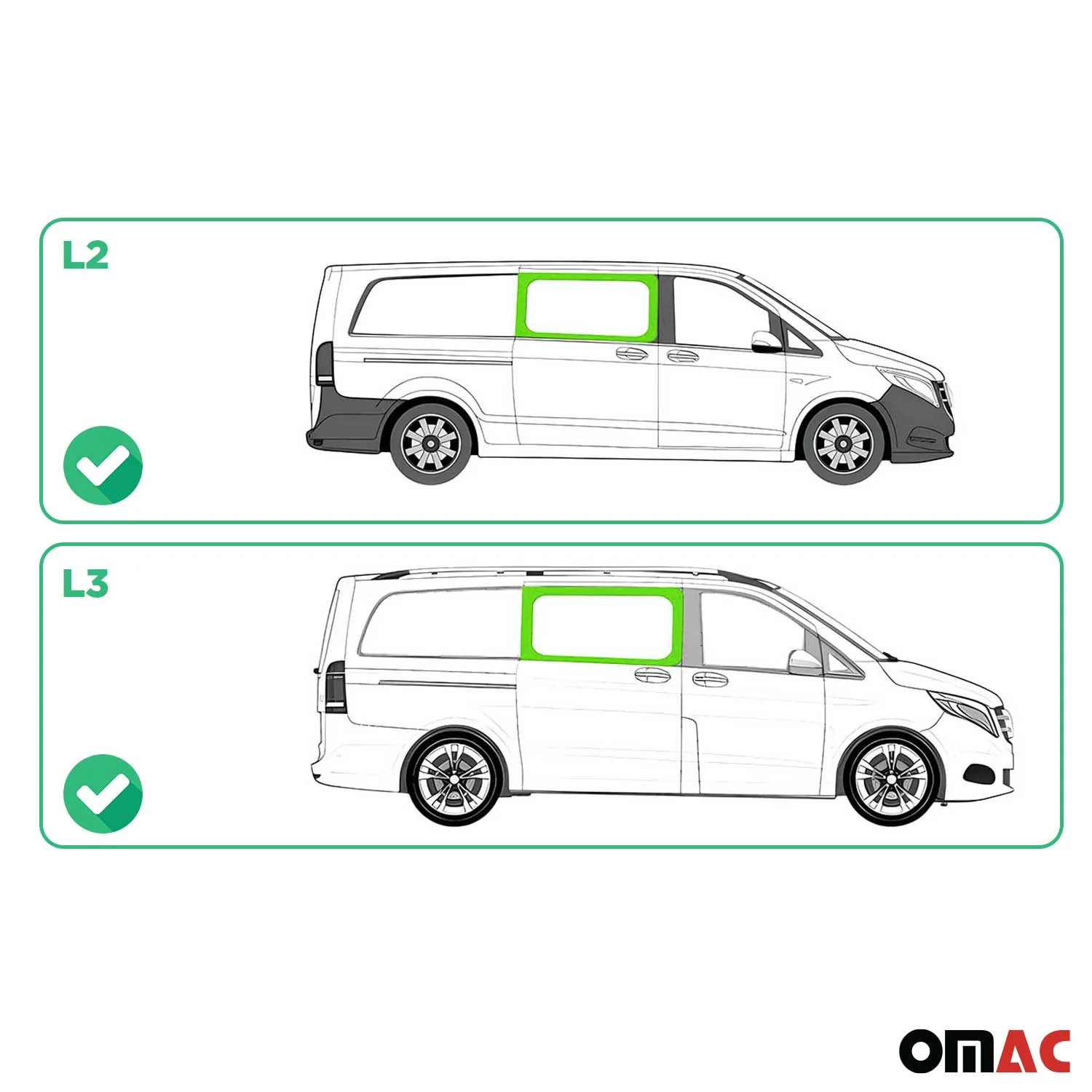 2016-2024 Mercedes Metris Window Glass Fit Kit Right Side Front L2 L3 Black - Image 3