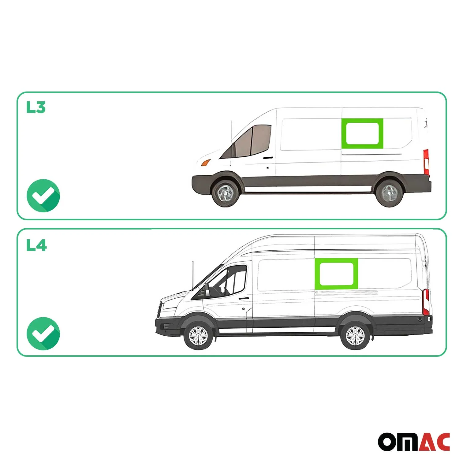 2015-2024 Ford Transit Window Glass Mid-High Roof Left Side Mittle L3 L4 Black - Image 3