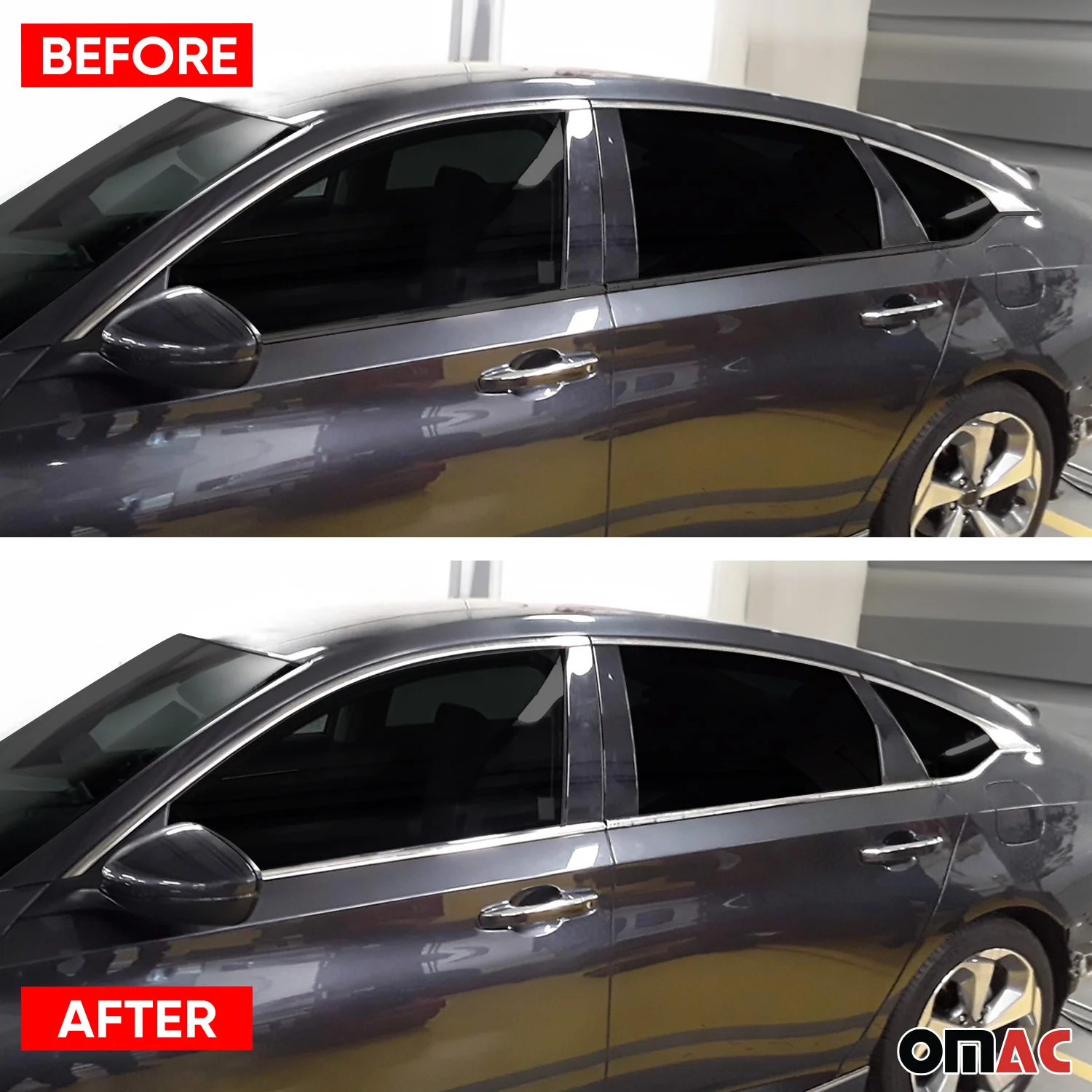 2018-2022 Honda Accord Window Molding Trim Streamer Silver 6Pcs Stainless Steel - Image 3