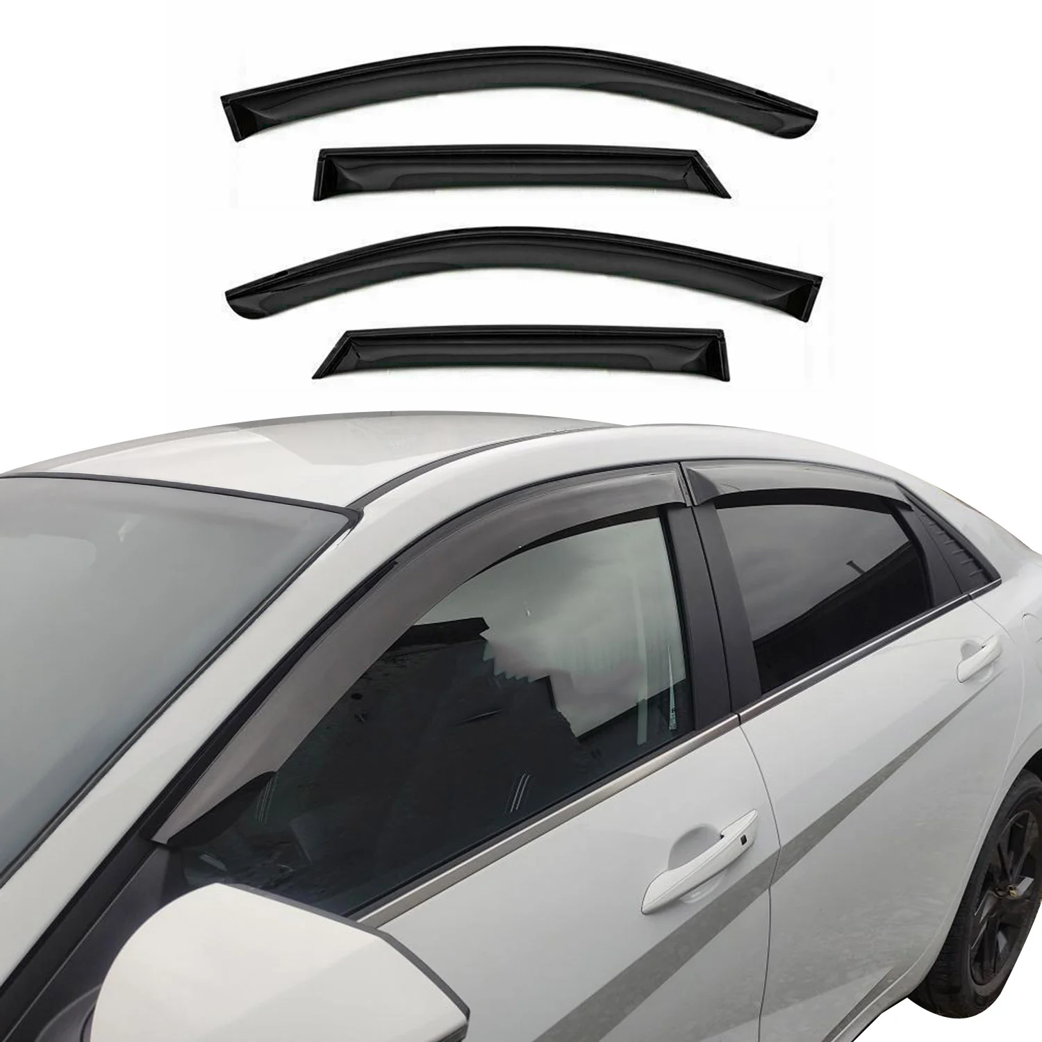 2017-2020 Hyundai Elantra Window Visor Vent Rain Deflector 4Pcs Smoke