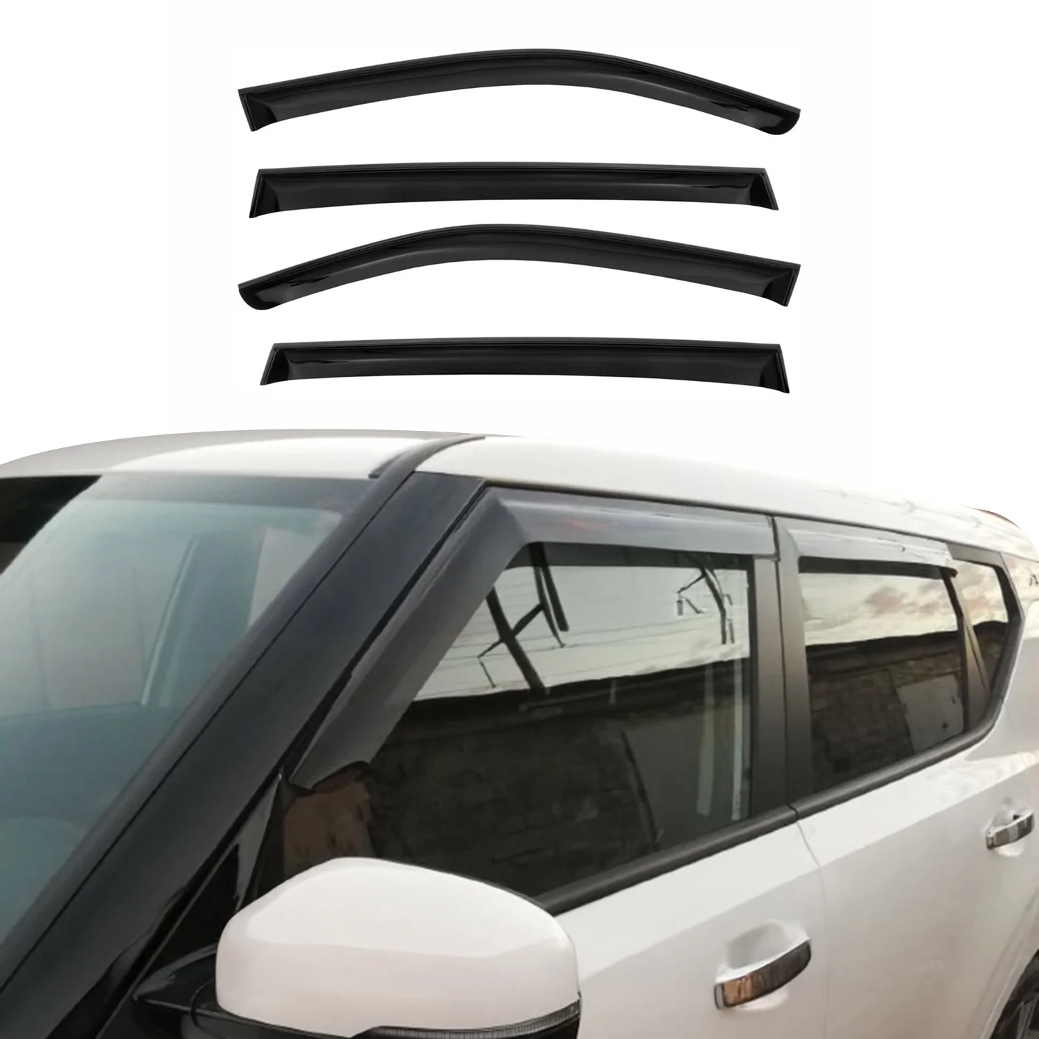 2020-2025 Kia Soul 3.gen Window Visor Vent Rain Deflector 4Pcs Smoke
